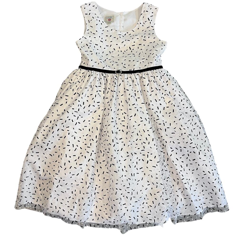 Marmellata Black White Sprinkle Tool formal event dress Girls 7